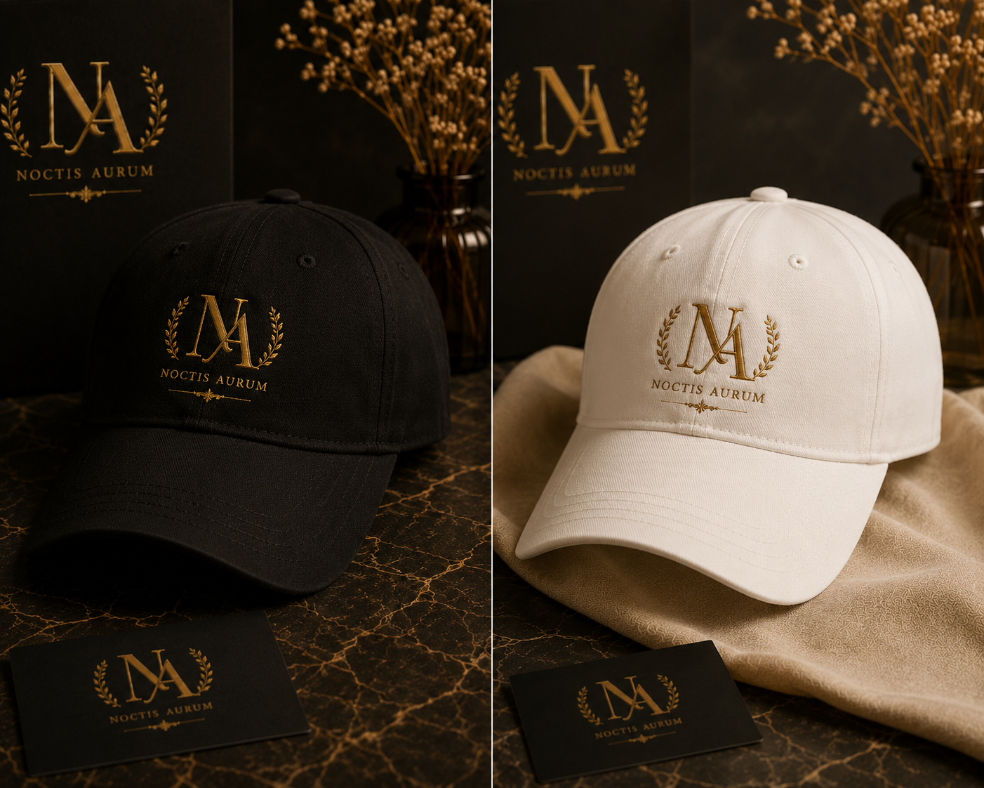 Noctis Aurum Caps in Schwarz und Weiß